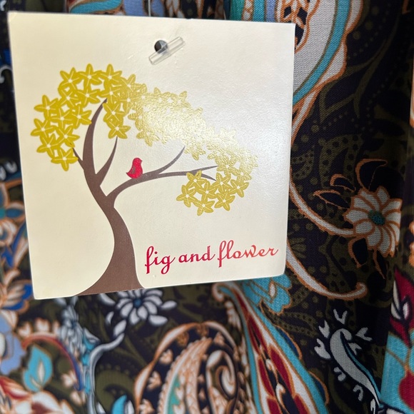 Fig and Flower for Anthropologie paisley high neck blouse L large - Picture 5 of 7